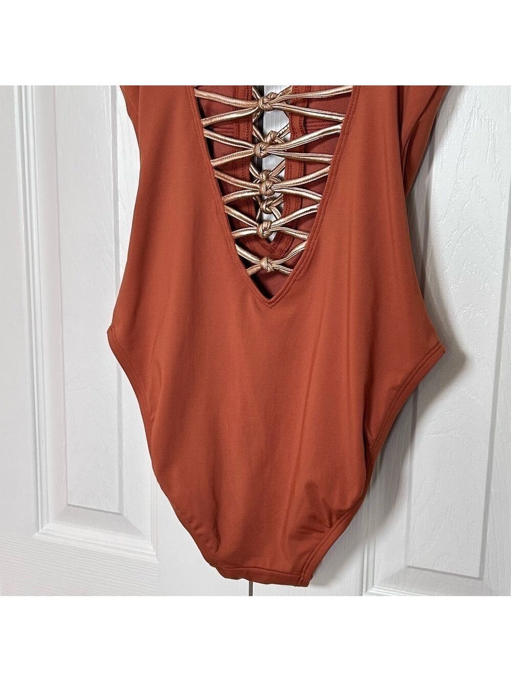 Bleu Rod Beattie One Piece Swimsuit Brown Gold Size 4 - Picture 13 of 14